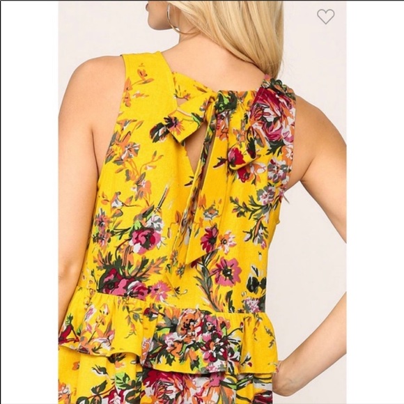 Yellow Floral ruffle maxi dress Gigio Yellow Maxi Dress - Picture 5 of 8